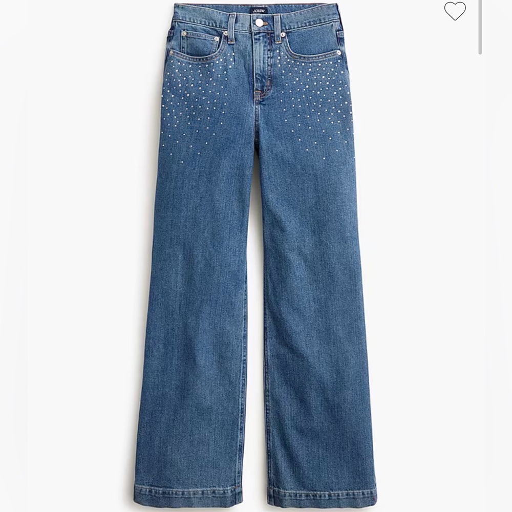 J. Crew Embellished Classic Wide Leg Jeans